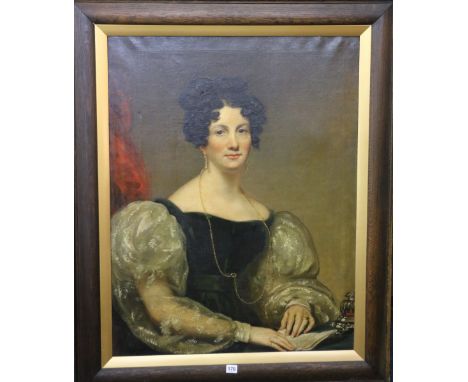 BRITISH SCHOOL (19TH CENTURY) Portrait of Jessie PatersonOil, 89cm x 69cm   CONDITION REPORT:  Paint cracked in many places, 