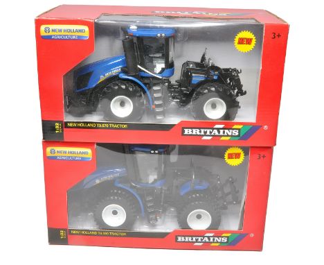 Britains 1/32 farm model duo comprising New Holland T9.670 and T9.390 Tractor issues. Both excellent and secure in boxes.
