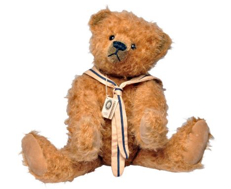 Artist designed teddy bear "Fabian" Norbeary/Ragamuffins bear by Gloria Norbeary. Long mohair fur in vintage gold, fully join