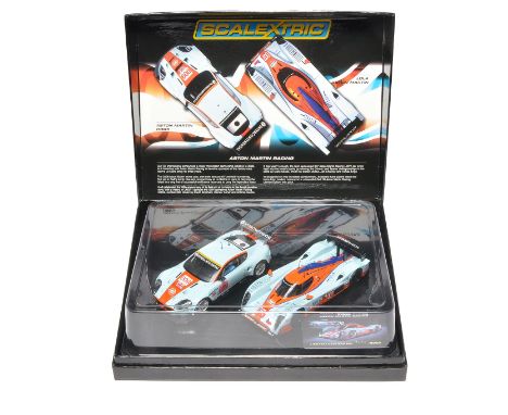 Slot car issue comprising Scalextric Aston Martin Racing Set - Excellent in display box.