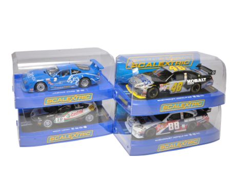 Scalextric slot car issues comprising Jaguar XKRS, Seat Leon. Chevrolet Impala SS no.88 plus Chevrolet Impala SS no.48. All a