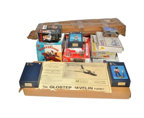 A varied collection of fourteen plastic model kits to include Airfix Wallace &amp; Gromit Aeroplane Model, The Roll Call (Bav