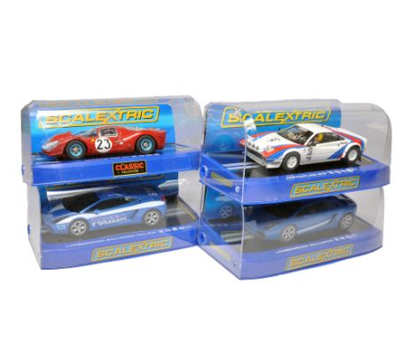 Scalextric slot car issues comprising Ferrari 330 P4, Lamborghini Gallardo Polizia, Ferrari 308 GTB plus Lamborghini Gallardo