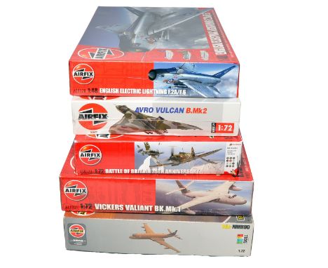 Airfix plastic model kits x 5 to include, 1)1/72 Avro Vulcan B.MKR, 2)Battle of Britain 75th Anniversary, 3)Vickers Valiant, 