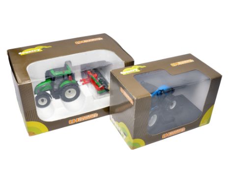 Universal Hobbies 1/32 farm model duo comprising Valtra C Tractor and Cultivator set, excellent and secure in box plus Valtra