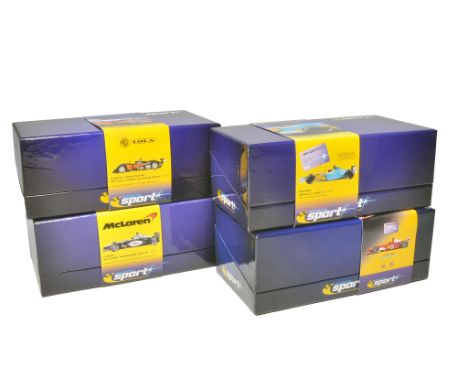 Scalextric slot car issues comprising Ferraro F2004, Renault R23 F1 Fernando Alonso, McClaren Mercedes MP4-16 plus MG Lola 20