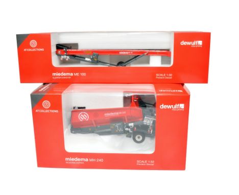AT collections 1/32 farm model duo comprising DeWulf / Miedema Elevator and Receiving Hopper. Both excellent and secure in bo