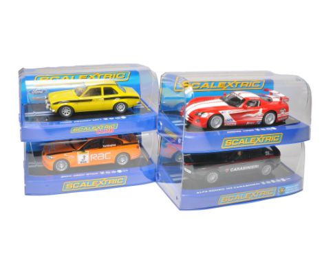Scalextric slot car issues comprising Dodge Viper. Alfa Romeo 159 Carabinieri, BMW 320sl BTCC plus Ford Escort Mk1. All appea