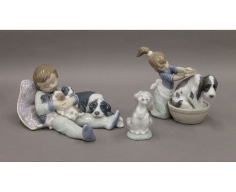 Three Lladro figures. The largest 16.5 cm long.