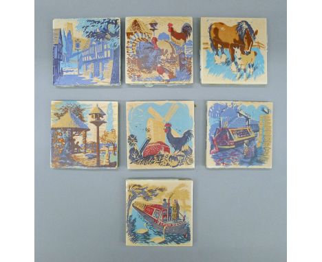 A set of vintage tiles. 10 cm squared.