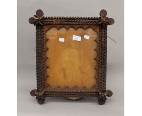 A vintage Tramp Art picture frame. 40 x 46 cm.