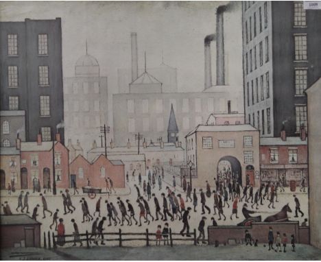 A Lowry print, framed and glazed. 65 x 52.5 cm.