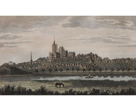 An Antique View of the City of Ely, print, framed and glazed. 28.5 x 18.5 cm.