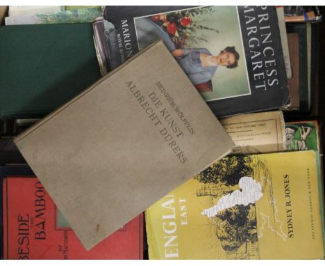 A box of miscellaneous antique and vintage books.