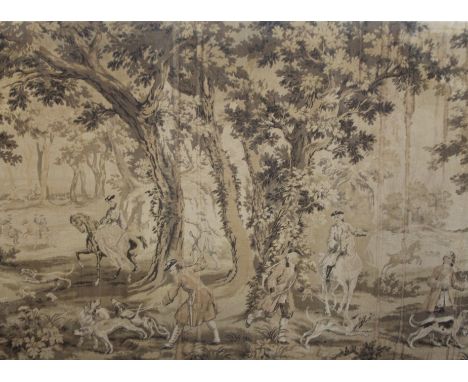 A large tapestry picture depicting a classic hunting scene. 192 x 136 cm.