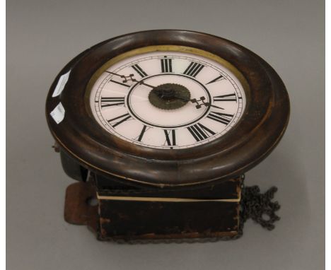 A Victorian postman's alarm clock. 28 cm diameter.
