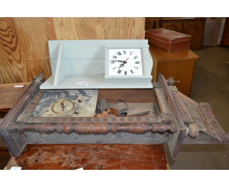 LATE 19TH CENTURY WALL CLOCK (FOR RESTORATION) TOGETHER WITH A MODERN QUARTZ MOVEMENT WALL CLOCK (2)