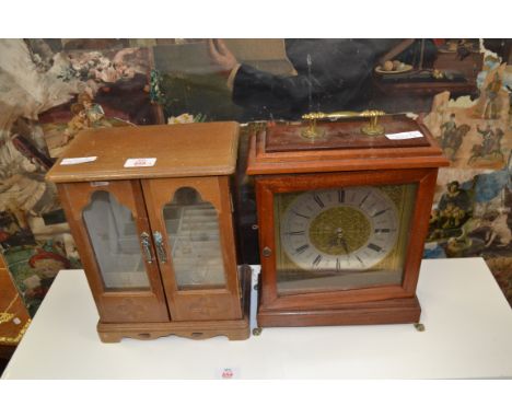MANTEL CLOCK WITH QUARTZ MOVEMENT AND A SMALL JEWELLERY CABINET