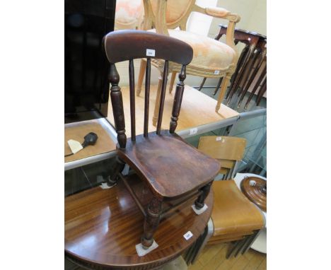 A Victorian stained beech and elm child's chair with stick and spindle turned back, height 66cm, width 38cm, depth 34cm 