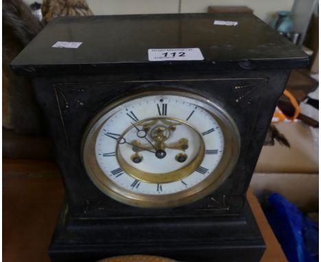 A 19th Century black slate cased mantel clock