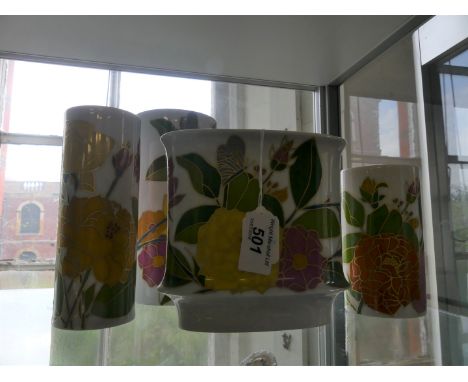 Four pieces of Rosenthal Studio-Line ceramic vases each painted with floral sprays by W Bauer, printed factory marks to base,
