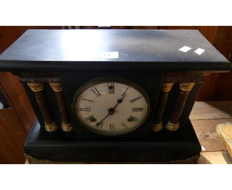 A late 19th/early 20th Century mantel clock, in ebonised case 
