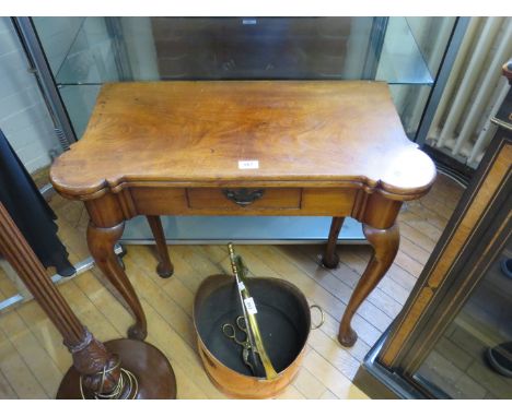 A George III and later mahogany tea table with single frieze drawer and cabriole legs, height 72cm, width 75cm, depth 36cm