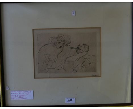 Jean Louis Forain (1852-1931) - 'Le Gros Cigar', pencil signed engraving circa 1908, bears label verso for Peter H. Deitsch, 