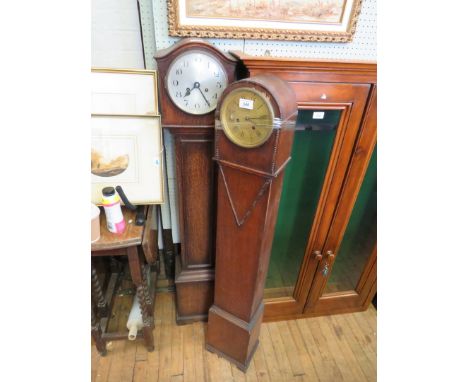 Two 1930s oak cased grandmother clock 