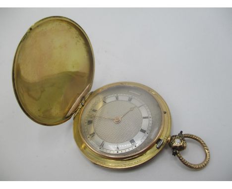 A late 19th century French gold coloured and enamelled, cylinder movement key wound pocket watch, the enamelled case having s