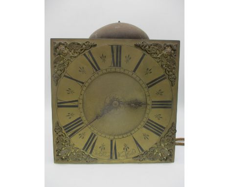 A late 17th/early 18th century lantern type clock movement having a gilt dial inscribed Henry Druce, Winkfield. The 30 hour m