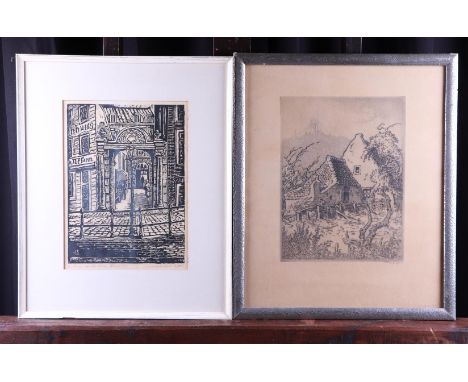 Toon de Jong (1879-1978), "Ameland", Etching and drypoint, including a woodcut of the Oudemannenhuispoort in Amsterdam, uncle