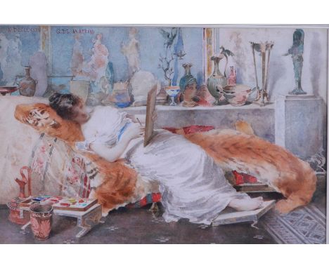 Gaetano de Martini (Benevento 1840 - 1917 Naples), Watercolor model in the studio, signed and dated 1885" (top left), waterco
