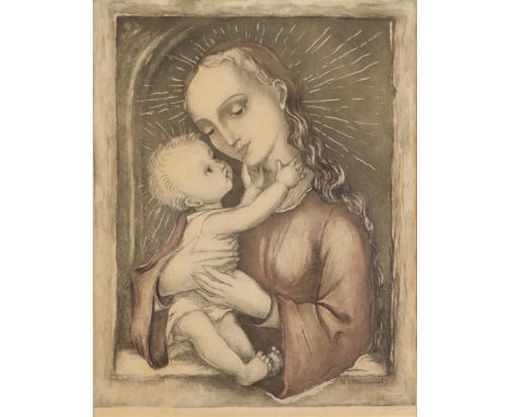 M.J. Hummel ca, 1930, Madonna and Christ Child, signed (in pencil), lithograph,39 x 31,5 cm. 