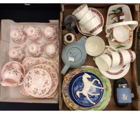 A Tuscan 1950's tea service, pink ground, together with Beswick and Royal Doulton horse, Royal Doulton cups, saucers, plates,