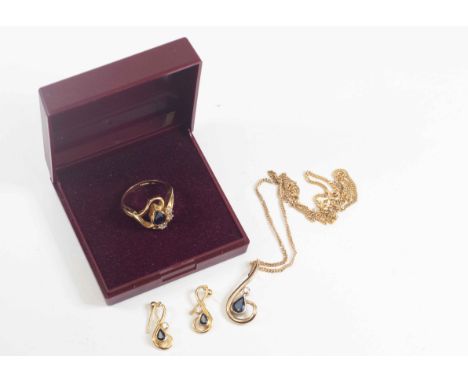 ***REOFFER IN NOVEMBER A&amp;C £300/500** Suite of jewellery to include, pair of earrings with pear shaped sapphires, approx 