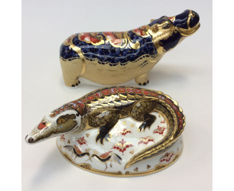 Royal Crown Derby Hippopotamus, limited edition 652/2500, first quality, Gold stopper, boxed with certificate. Also with Roya