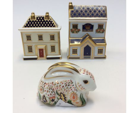 Royal Crown Derby The Crown Inn, limited edition 93/500 with Goviers China shop, limited edition 232/1000 and Baby Rowsley Ra