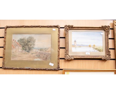 Two Victorian watercolours - K E Booth - rural scene