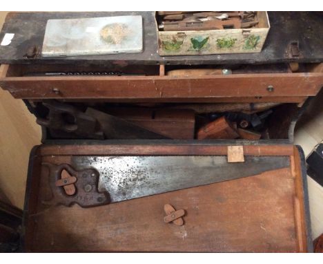 Tool chest with contents of vintage tools