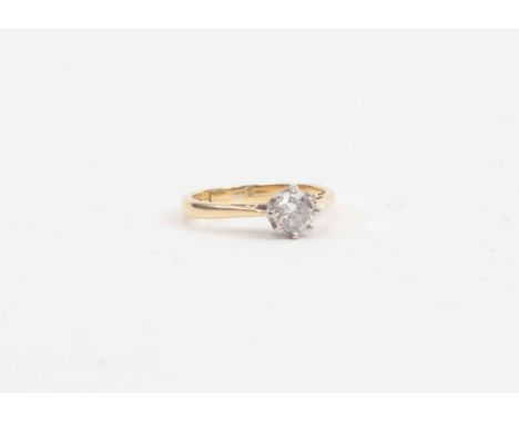 A diamond solitaire ring, claw set with a diamond weighing approx  0.50 carat, size K, with a total gross weight approx 3gms