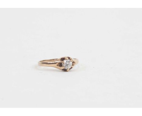 A solitaire ring set with a white stone in 18ct gold, claw setting, size L, total gross weight approx 1.8gms