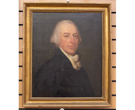 19th Century English School, portrait of a gentleman, quarter length, oil on canvas in gilt frame, 60cm by 49cm