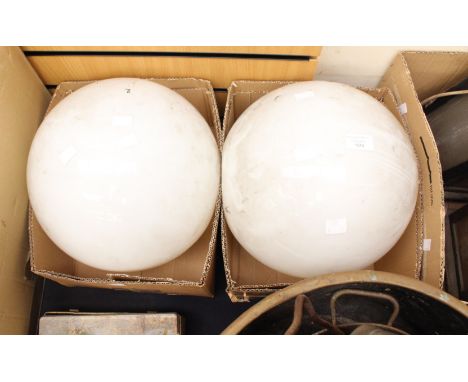A pair of large opaque white glass lamp shades/ceiling light shades