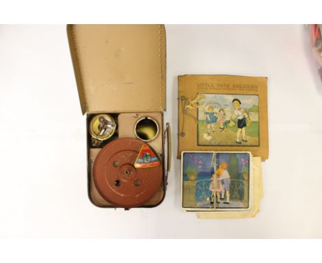 Mini child's record player with records, needles, etc