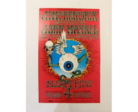 Jimi Hendrix Experience and John Mayall, Tea Lautrec Lithograph, February 1st to the 4th, Fillmore Winterland 1968 Bill Graha