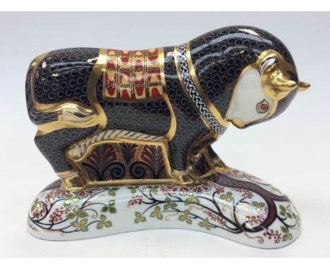 Royal Crown Derby Grecian Bull, limited edition 596/750, first quality, Gold stopper, boxed with certificate