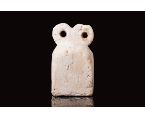 Ca. 3700 - 3500 BC.An eye idol made of stone with incised eyes. This type of Tell Brak is now called the Eye Temple. They wer