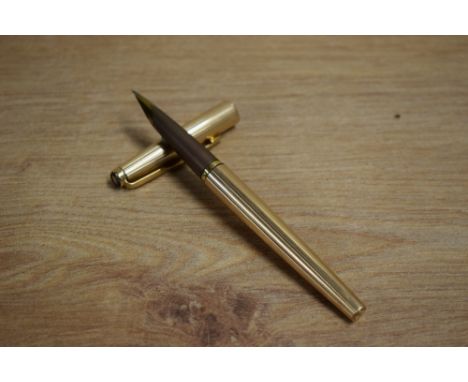 A Parker 50 converter fill fountain pen in gold and Matte Brown (engraved)