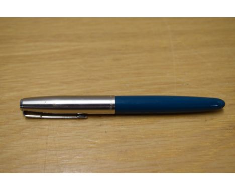 A Parker 21 aerometric fill fountain pen in teal with lustraloy cap